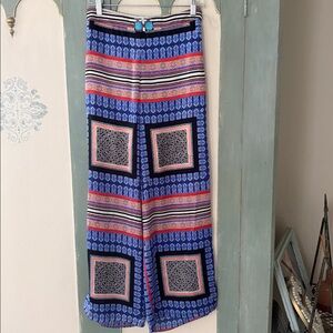 Colorful Geometric Patterned Wide Leg Pants - size S